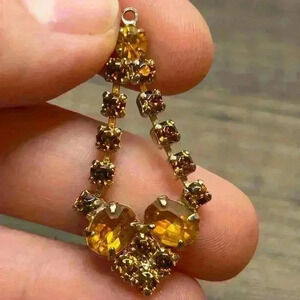 Vintage Amber and Topaz Rhinestone Pendant